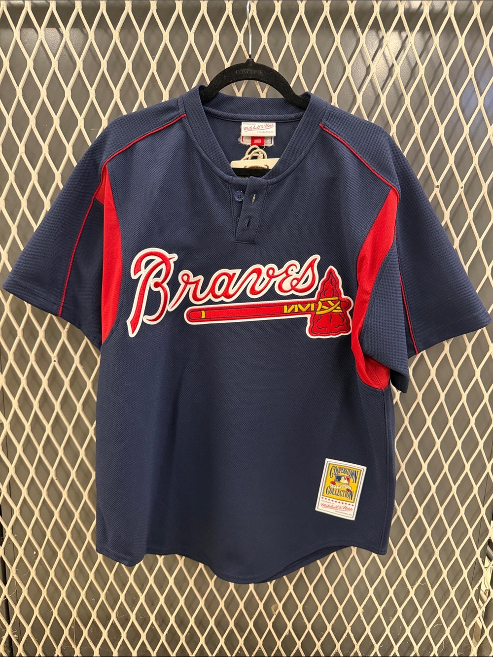 Braves Adult Navy & Red Baseball Top